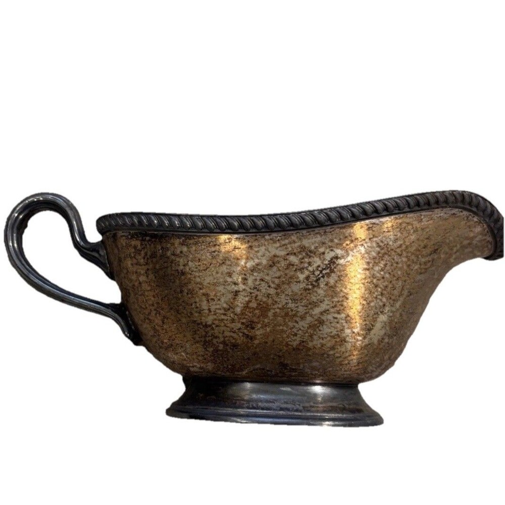 Vintage Poole Silver Co 1810 Silver Plated Gravy Boat Sauce Server EPNS